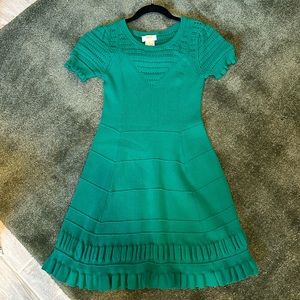 Anthropologie Small Petite green crochet dress